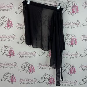 Ballet beautiful wrap skirt mesh tie up dance Chic Black Asymmetrical Skirt